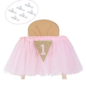 1st Birthday Girl Decoration High Chair Tutu Skirt Banner No.1 Girl 1st Birthday